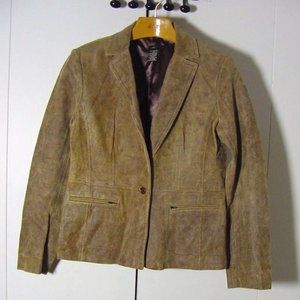 Vtg BCBMAXAZRIA Tan Leather Single Button Jacket Sz S